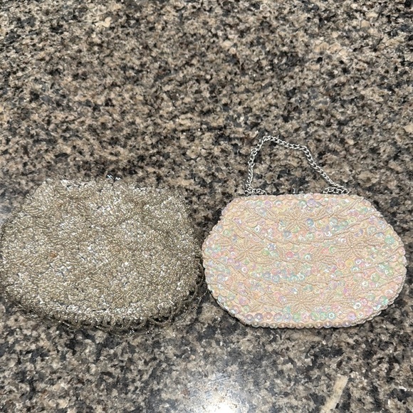 Vintage Handbags - Elegant Sequin Evening Clutch - Gold and Pink